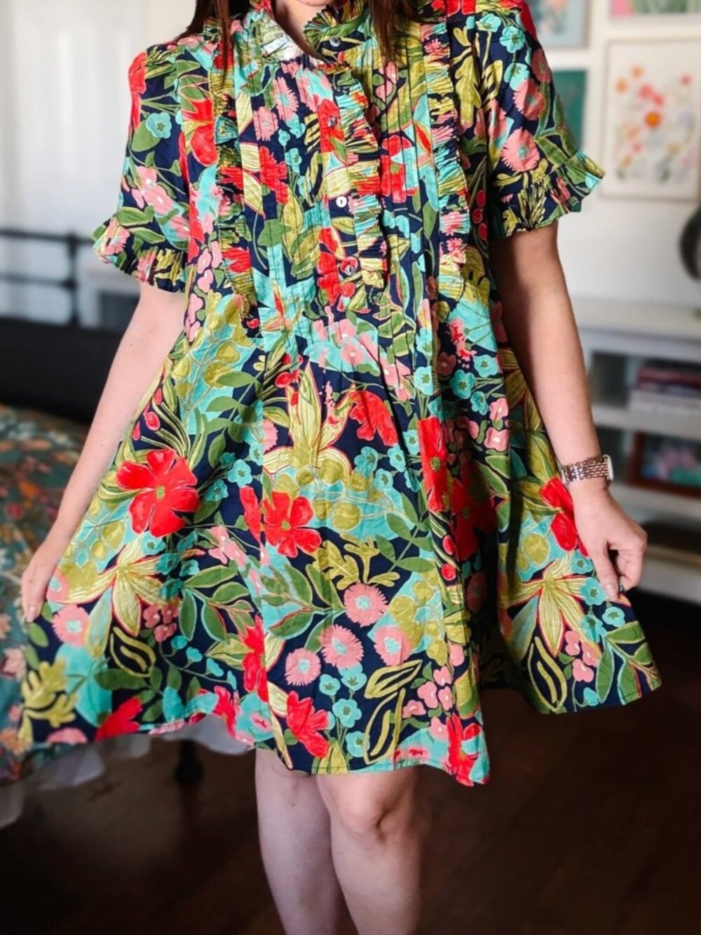 Entro Bold Floral Mini Dress, SZ Large